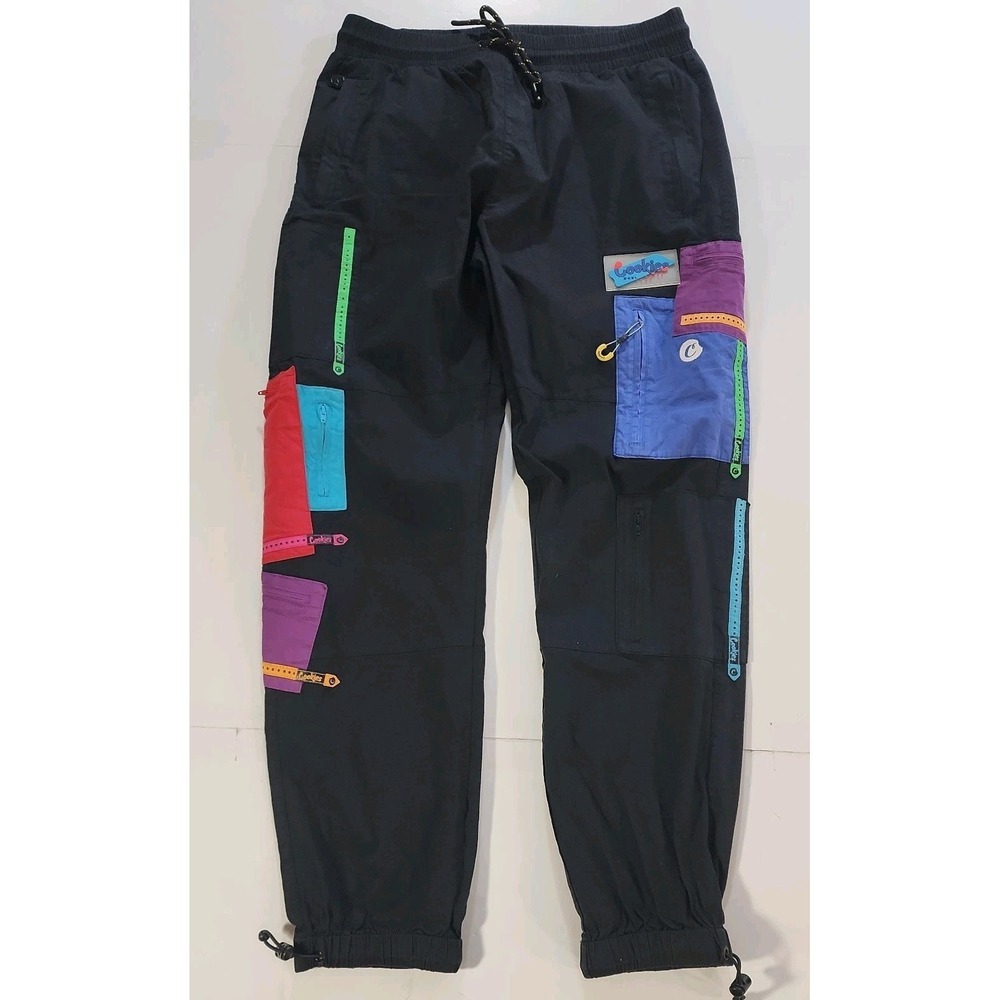 Cookies All Conditions Men L Black Cargo Joggers Patchwork Pocket Ripstop Pants